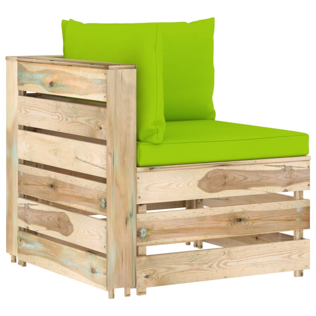vidaXL 10-delige Loungeset met kussens groen geïmpregneerd hout