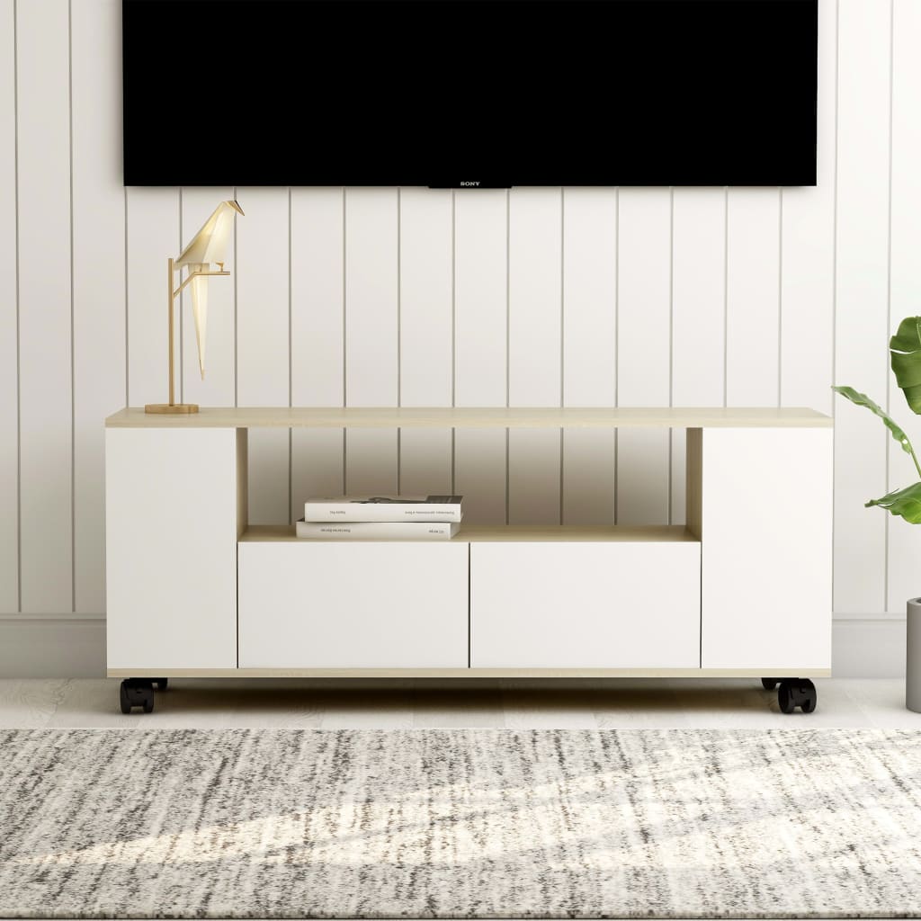 vidaXL Tv-meubel 120x35x48 cm bewerkt hout wit sonoma eikenkleurig