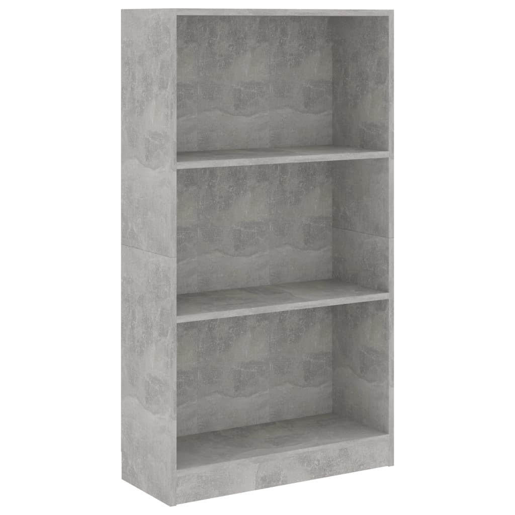 vidaXL Boekenkast met 3 schappen 60x24x109 cm bewerkt hout betongrijs