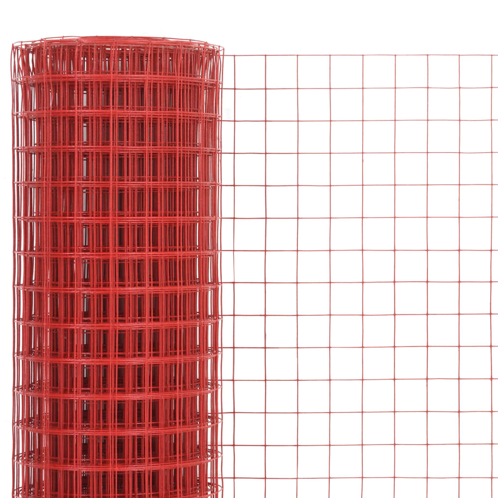 vidaXL Kippengaas 25x1,5 m staal met PVC coating rood