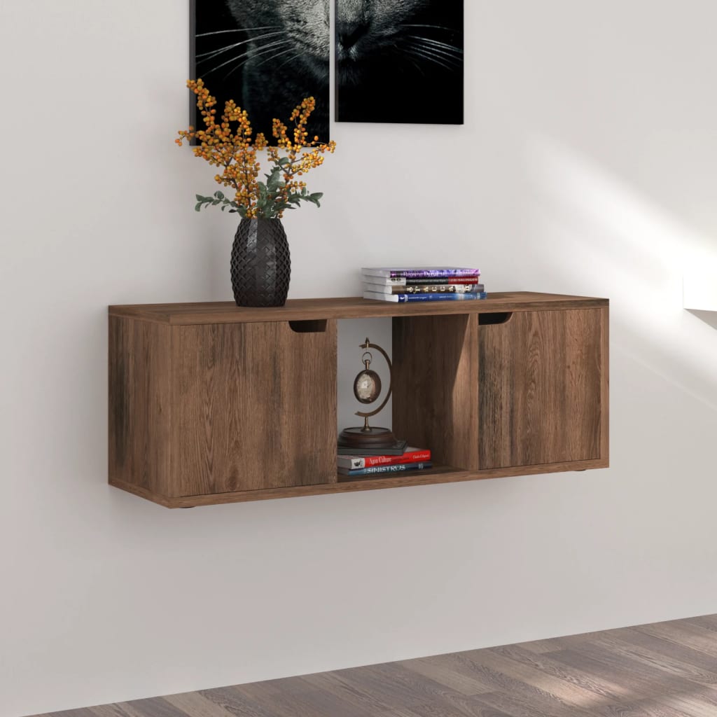 vidaXL Tv-meubel 88,5x27,5x30,5 cm bewerkt hout gerookt eikenkleurig