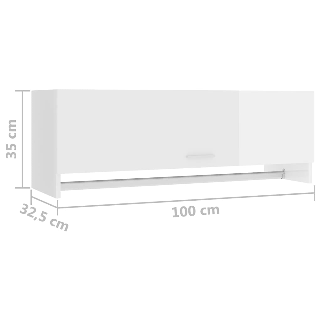vidaXL Kledingkast 100x32,5x35 cm spaanplaat hoogglans wit