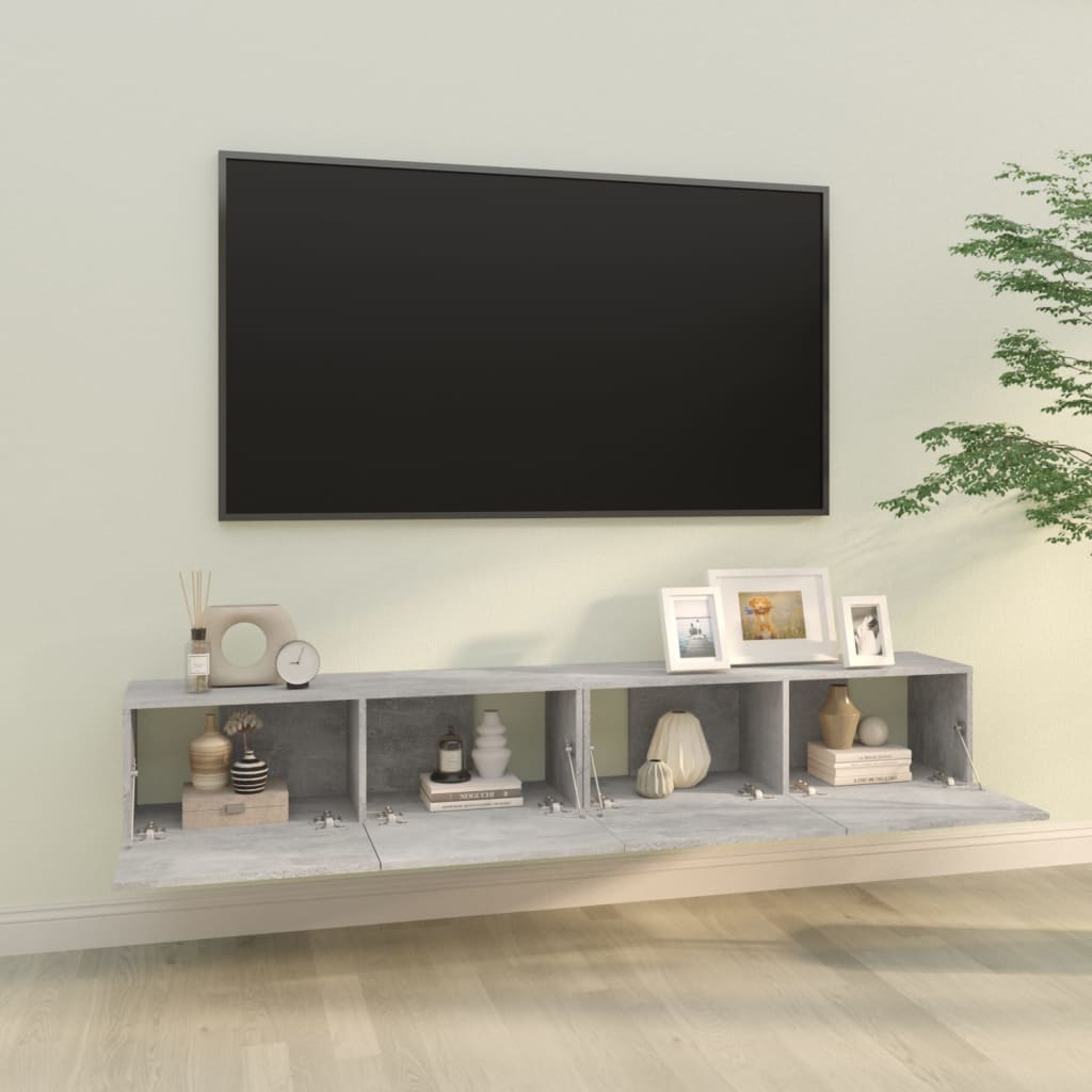 vidaXL Tv-meubelen 2 st wandgemonteerd 100x30x30 cm hout betongrijs