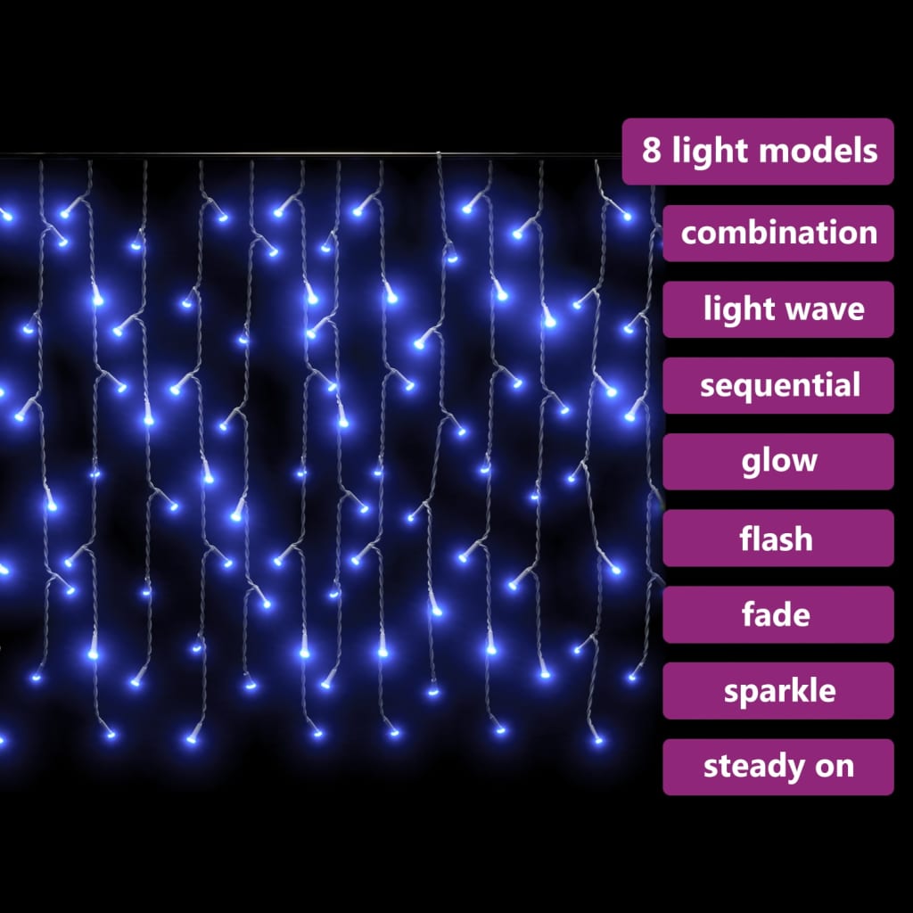 vidaXL Lichtgordijn met 400 LED's en 8 functies 10 m blauw