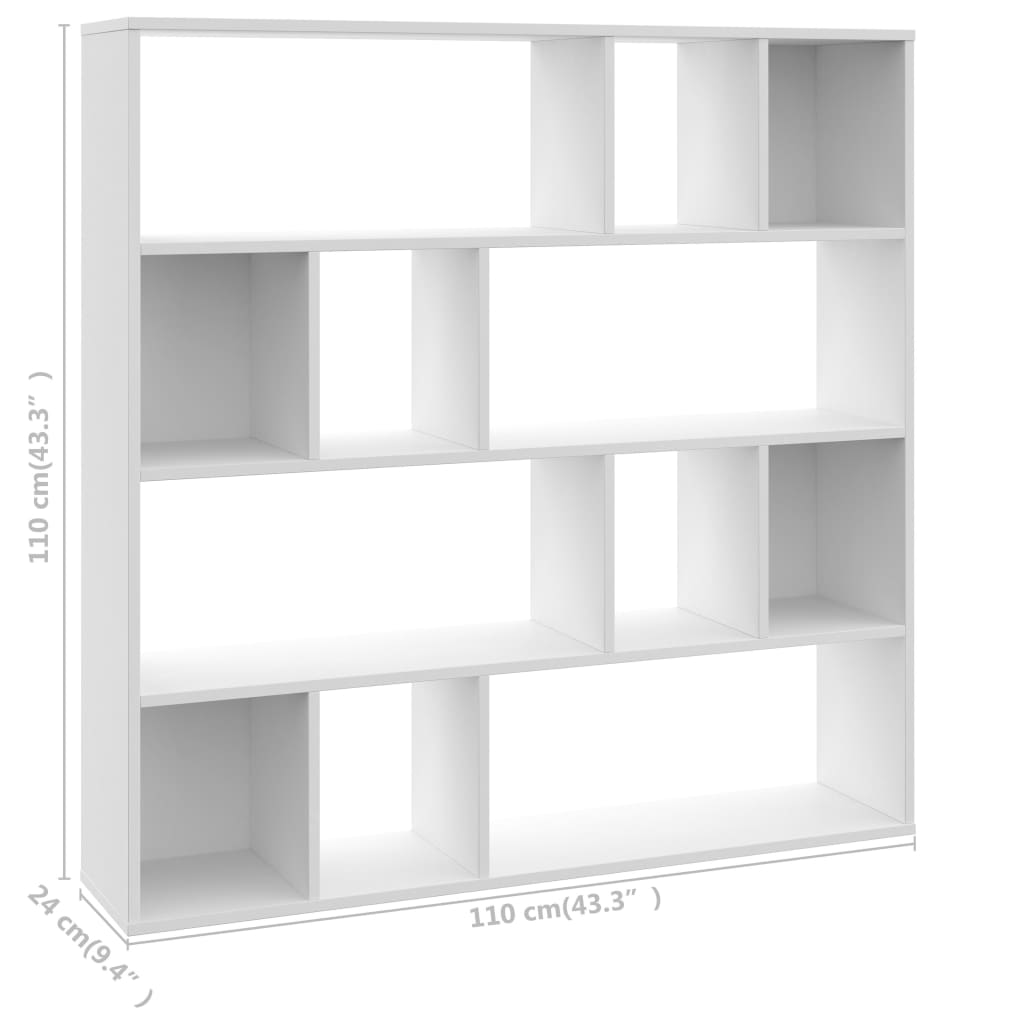 vidaXL Kamerscherm/boekenkast 110x24x110 cm bewerkt hout wit