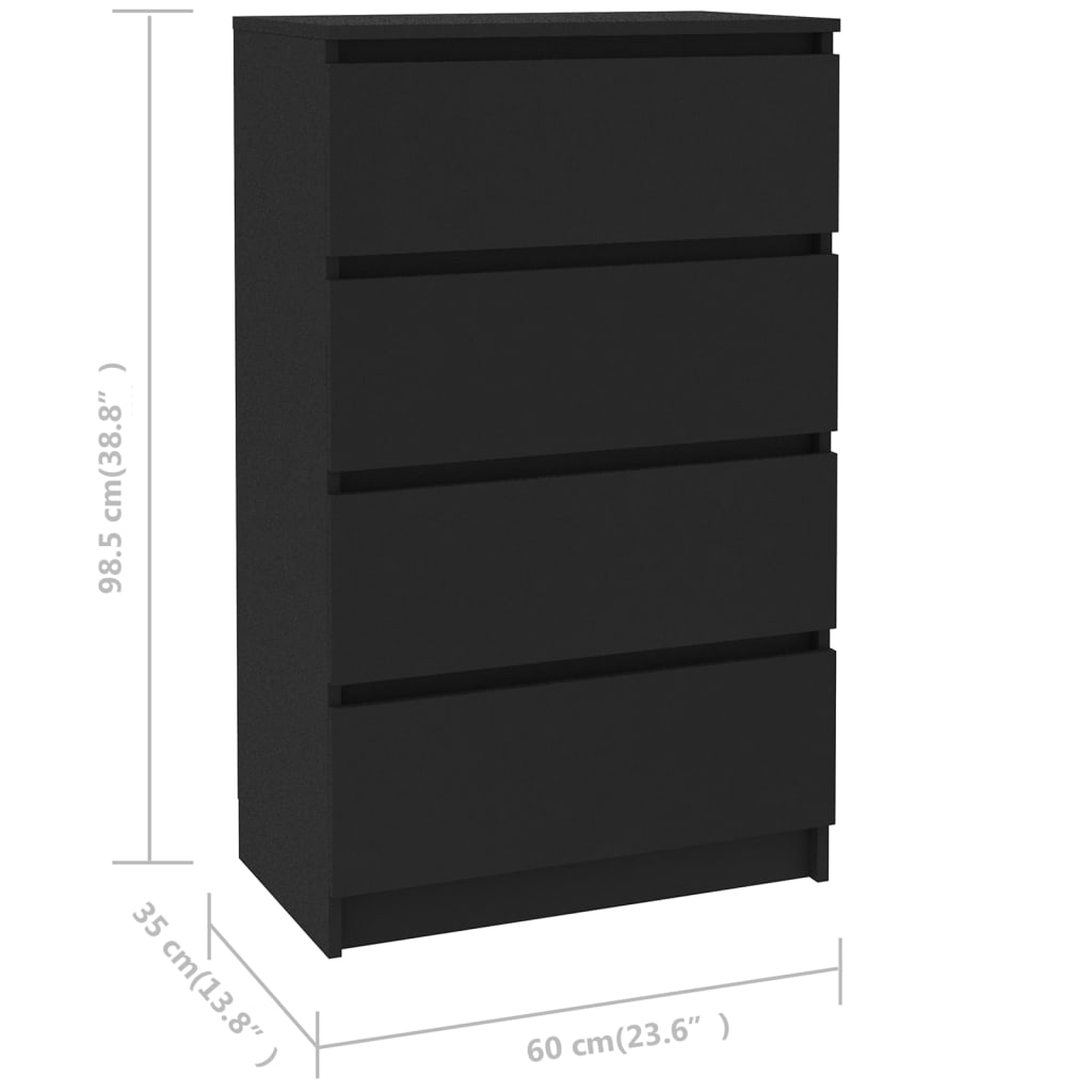 vidaXL Dressoir 60x35x98,5 cm bewerkt hout zwart