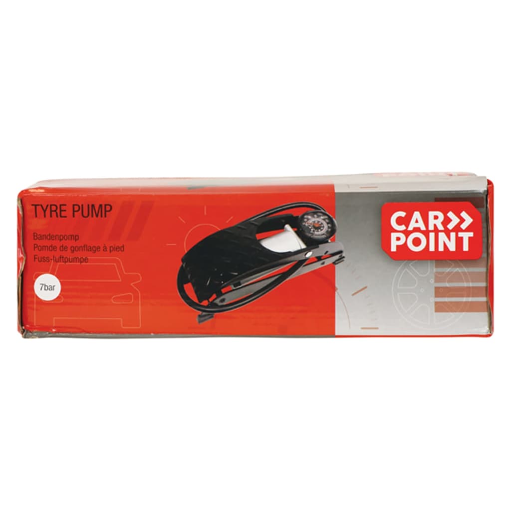 Carpoint voetpomp met manometer 7 bar staal zwart