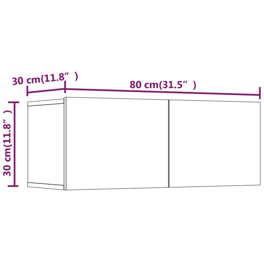 vidaXL Tv-meubelen 2 st 80x30x30 cm bewerkt hout hoogglans wit