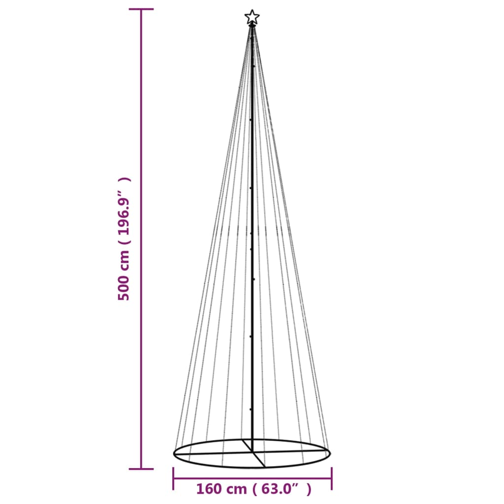 vidaXL Kegelkerstboom 732 LED's koudwit 160x500 cm