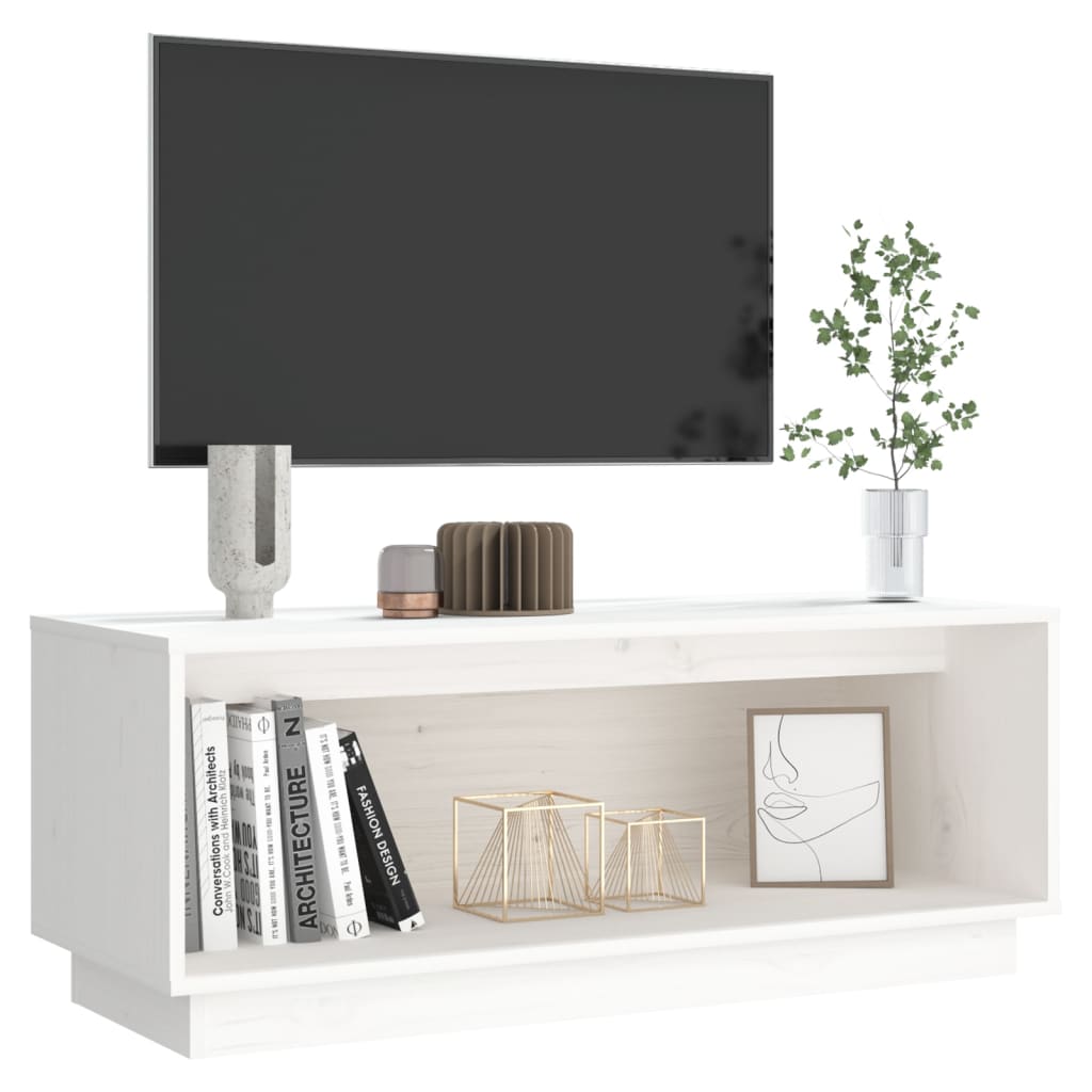 vidaXL Tv-meubel 90x35x35 cm massief grenenhout wit