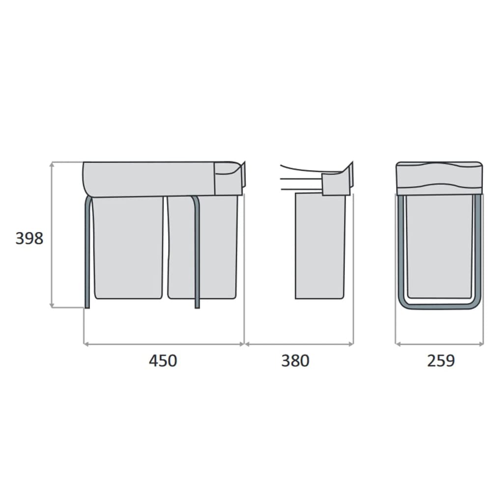 eyckhaus Inbouwprullenbak uitschuifbaar gescheiden rechthoekig 2x14 L