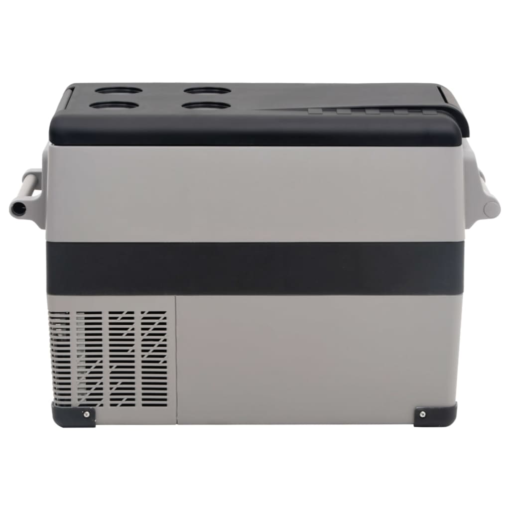vidaXL Koelbox met handvat en adapter 45 L PP & PE zwart en grijs