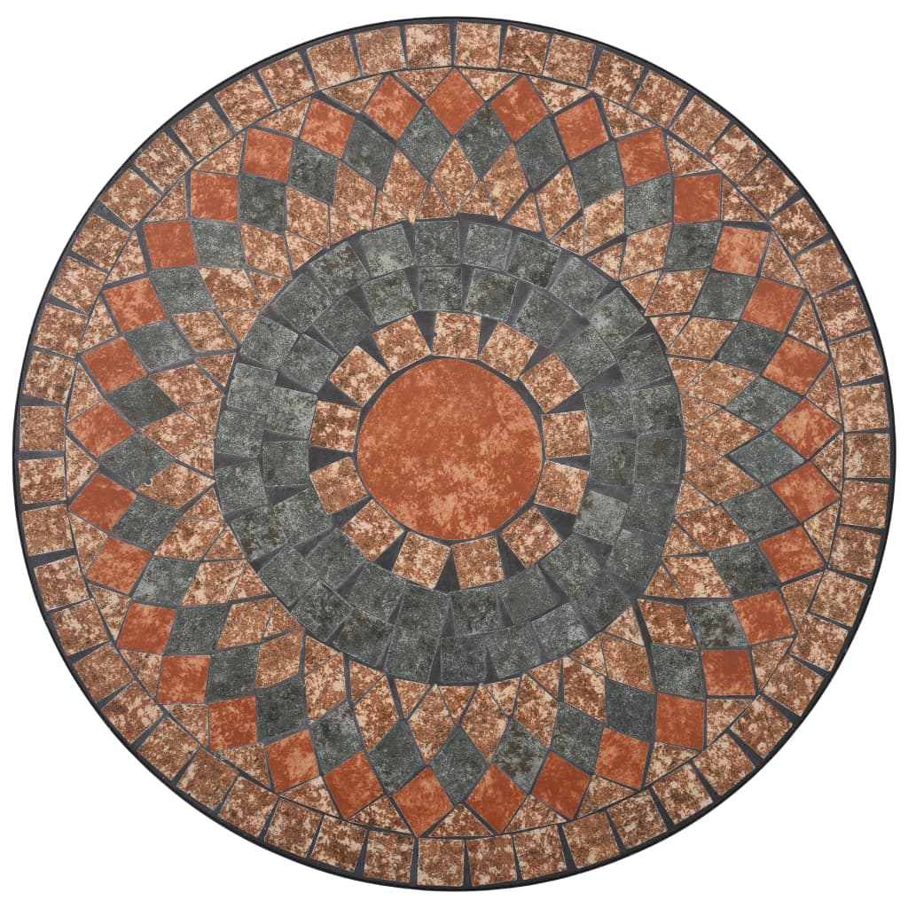 vidaXL 3-delige Bistroset mozaïek keramische tegel oranje en grijs