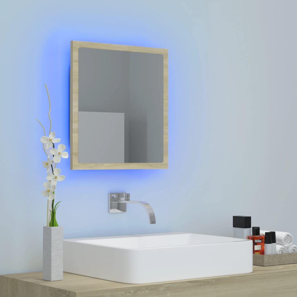 vidaXL Badkamerspiegel LED 40x8,5x37 cm acryl sonoma eikenkleurig
