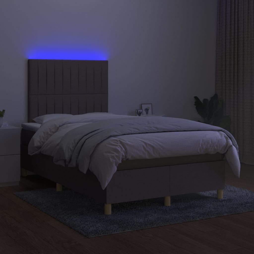 vidaXL Boxspring met matras en LED stof taupe 120x200 cm