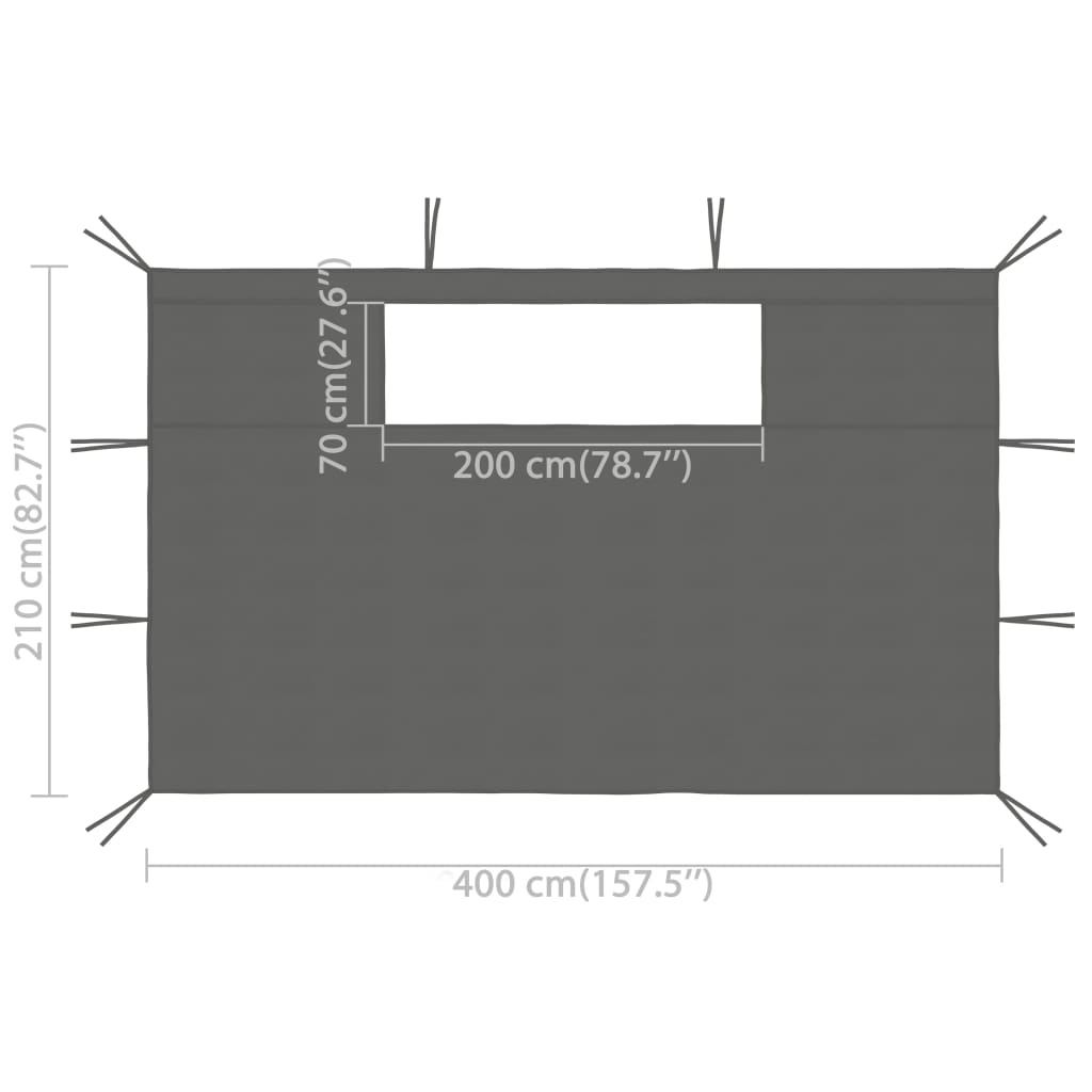 vidaXL Prieelzijwanden met ramen 2 st 70 g/m² 4x2,1 m antraciet