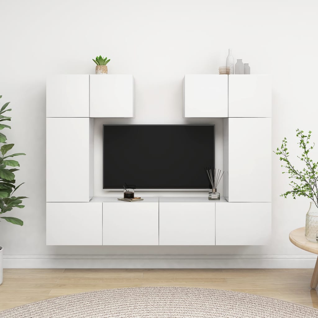 vidaXL 6-delige Tv-meubelset spaanplaat wit