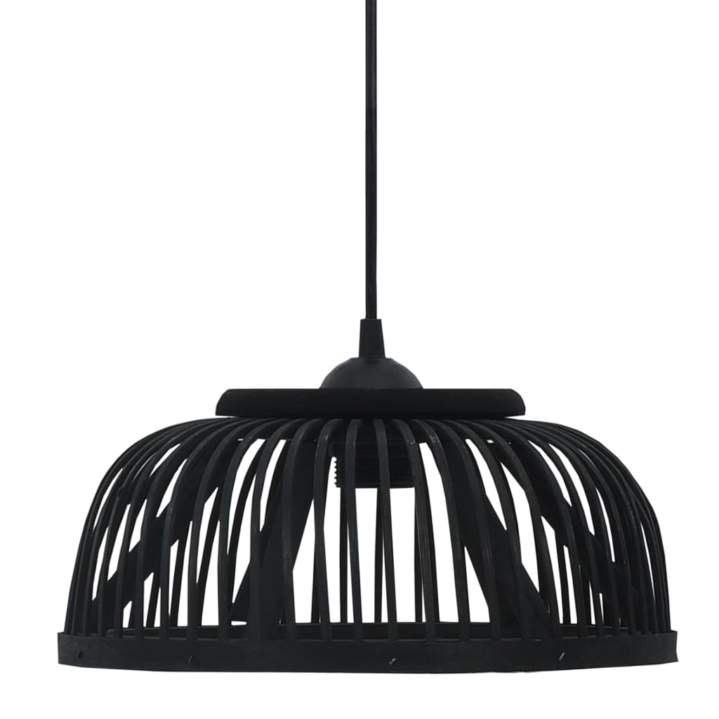 vidaXL Hanglamp halfrond 40 W E27 37x15,5 cm bamboe zwart