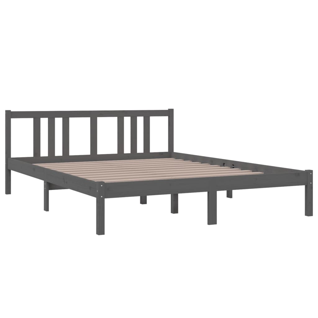 vidaXL Bedframe massief hout grijs 150x200 cm