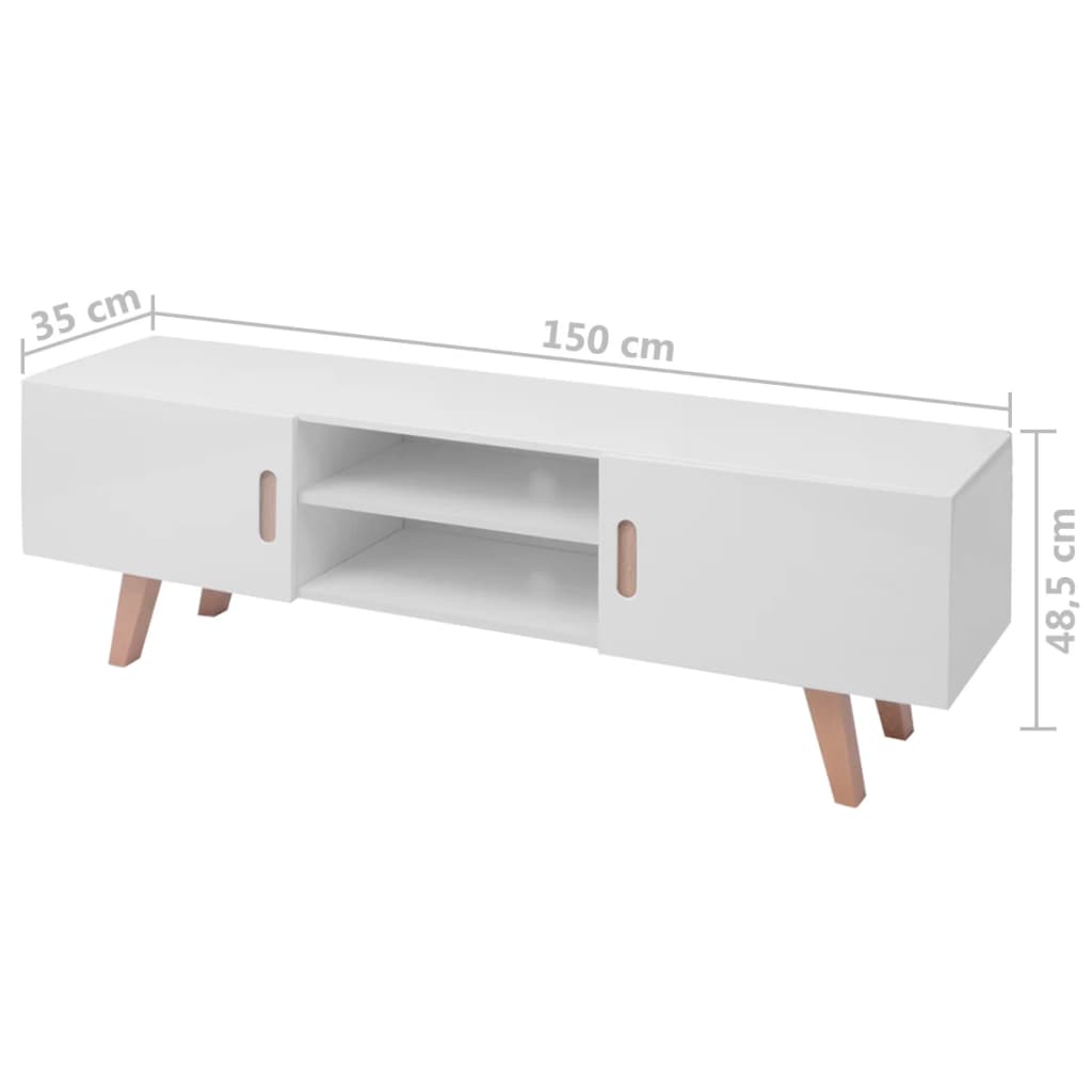 vidaXL Tv-meubel 150x35x48,5 cm MDF hoogglans wit