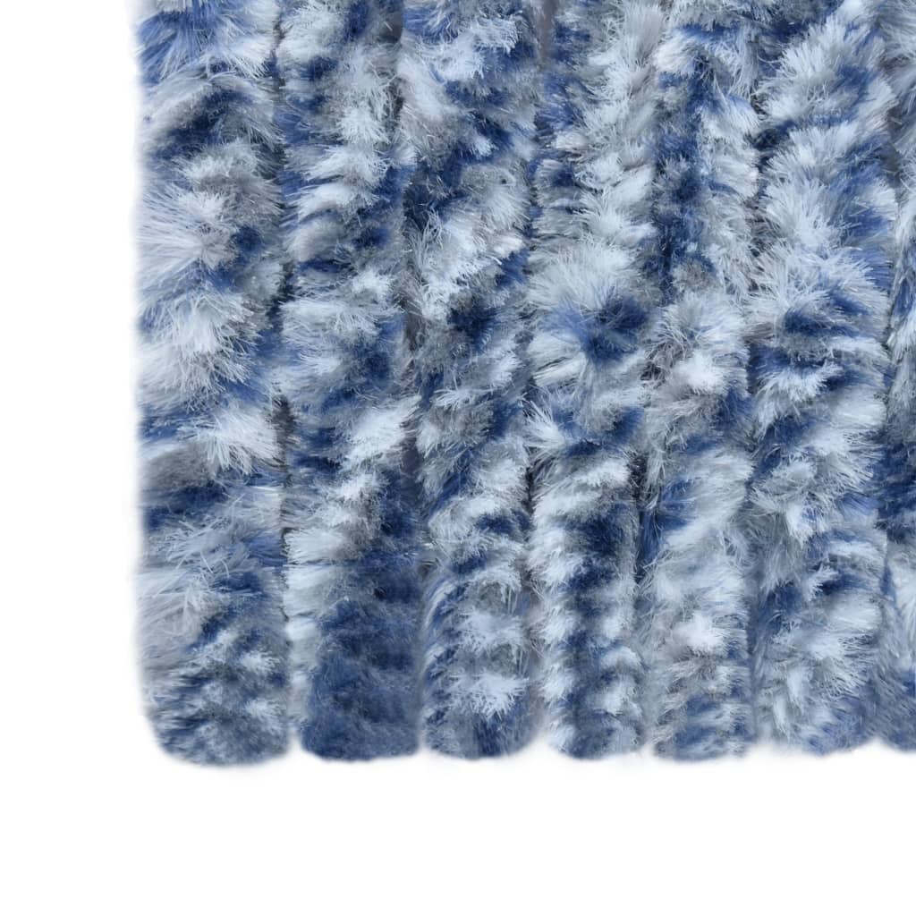vidaXL Vliegengordijn 56x185 cm chenille blauw, wit en zilver
