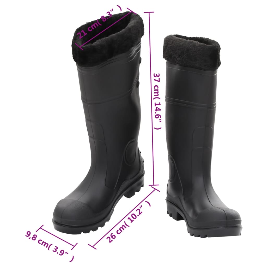 vidaXL Regenlaarzen met verwijderbare sokken maat 38 PVC zwart