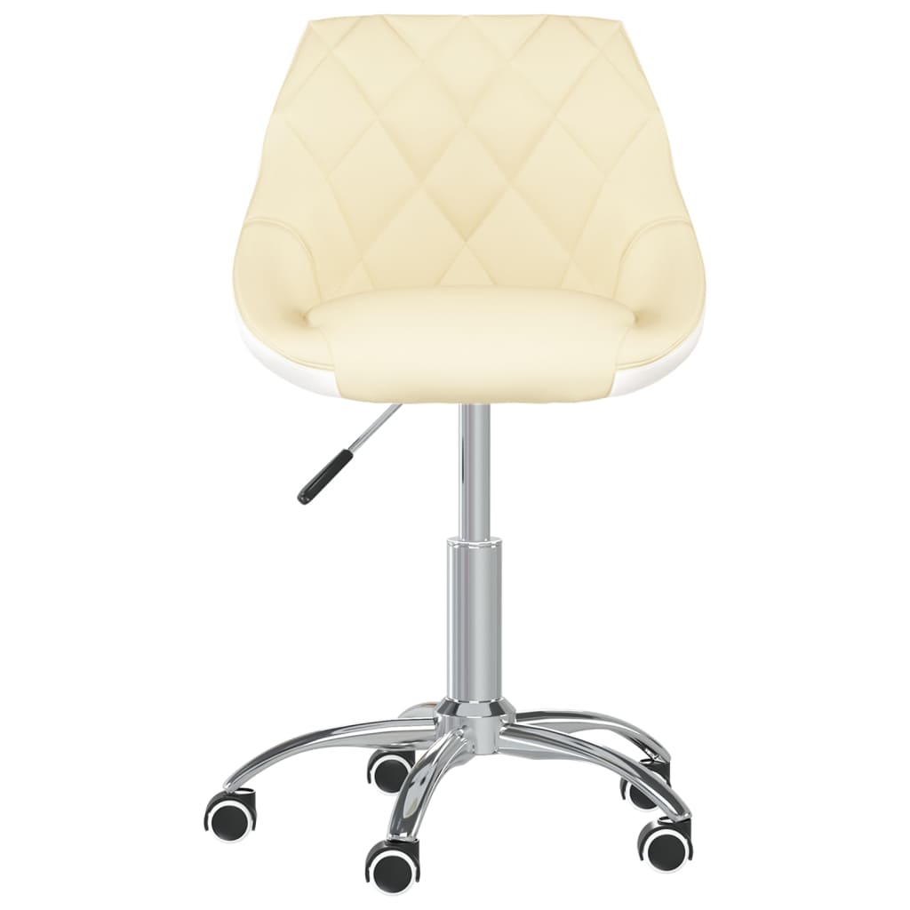 vidaXL Kantoorstoel draaibaar kunstleer crèmekleurig en wit