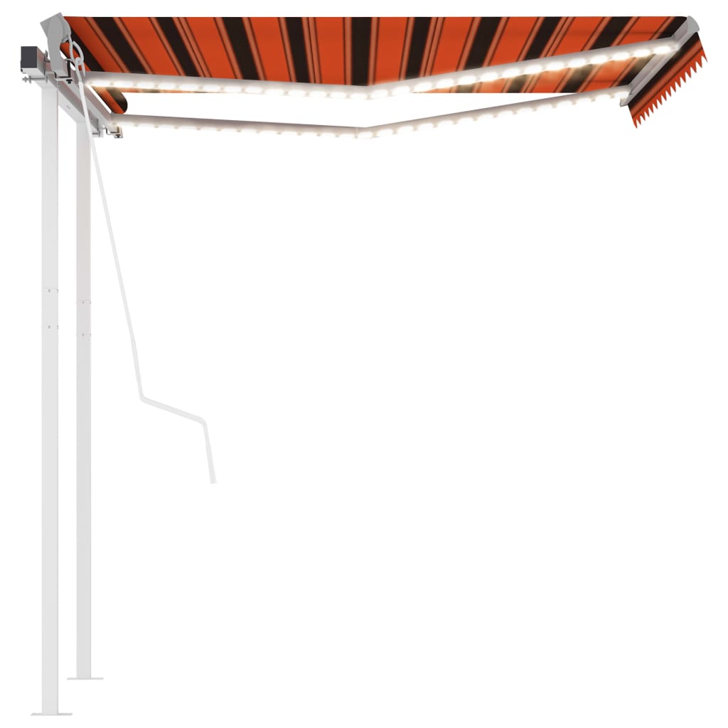 vidaXL Luifel automatisch met LED en windsensor 3x2,5 m oranje bruin