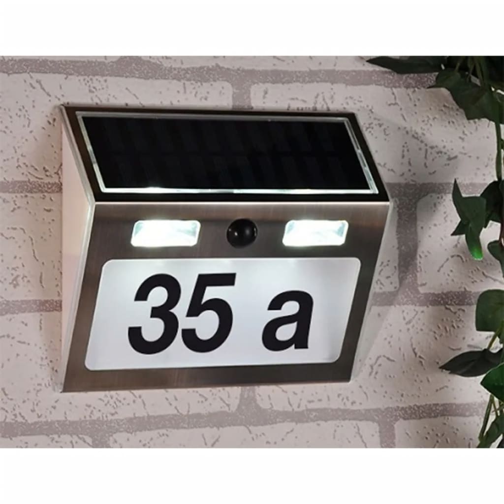 HI Huisnummerlamp solar LED zilverkleurig