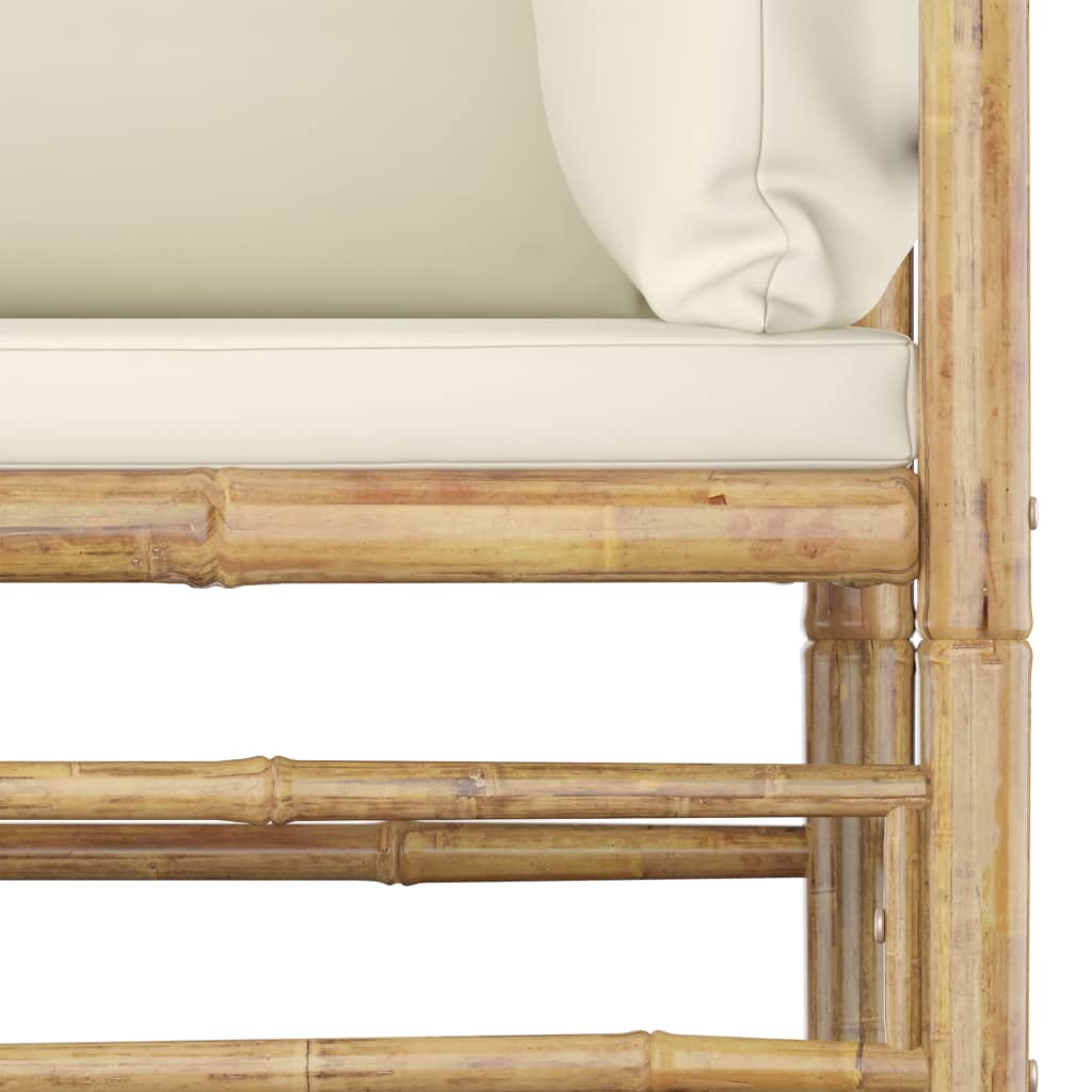 vidaXL 11-delige Loungeset met crèmewitte kussens bamboe