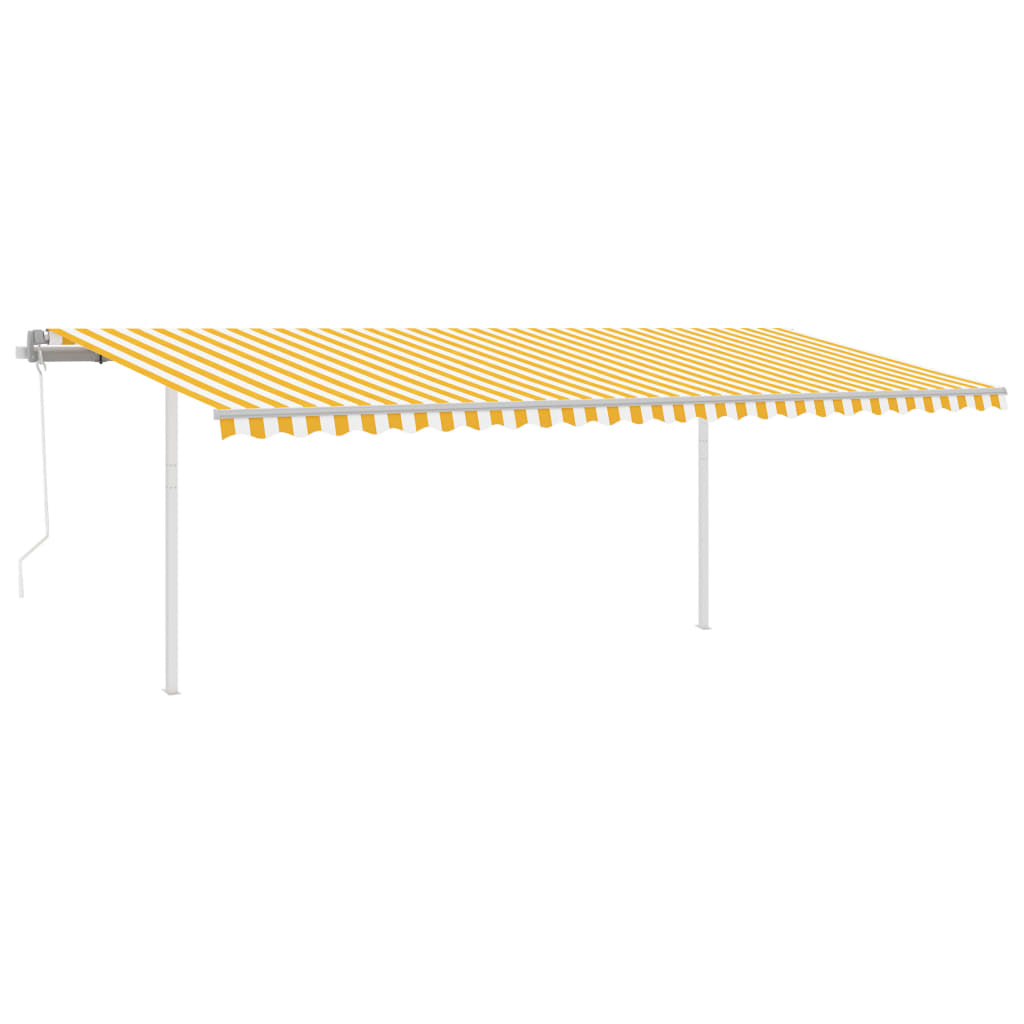 vidaXL Luifel automatisch met LED en windsensor 6x3,5 m geel en wit