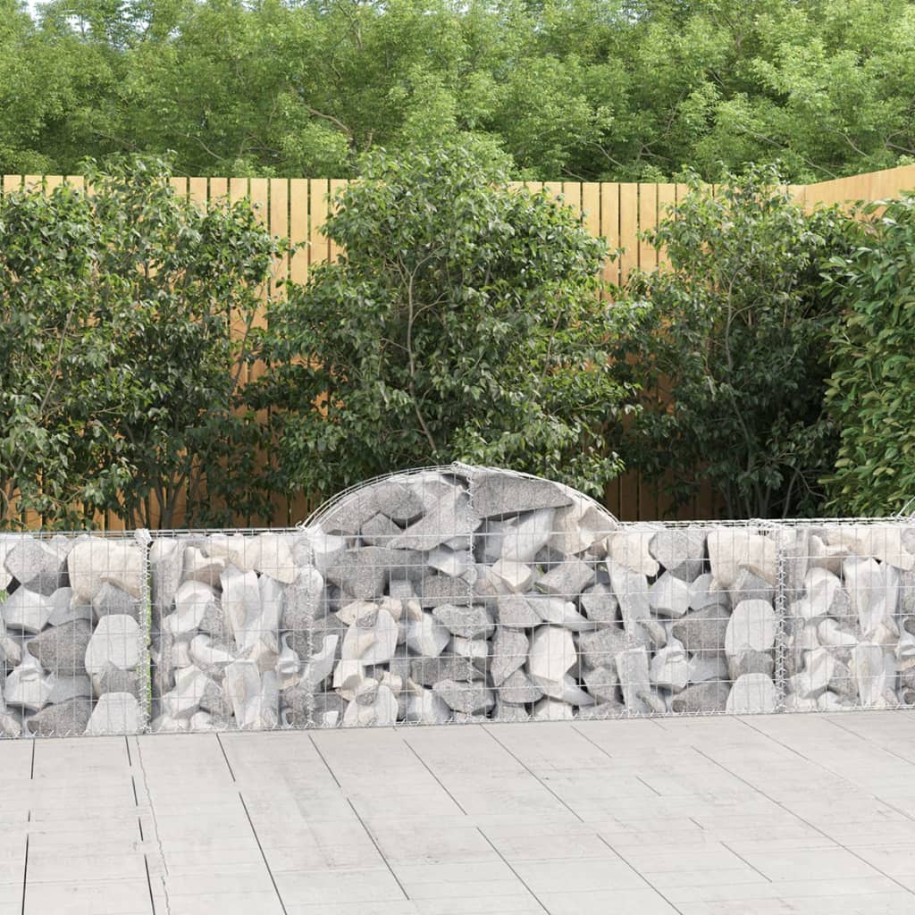 vidaXL Schanskorven 9 st gewelfd 200x30x60/80 cm gegalvaniseerd ijzer