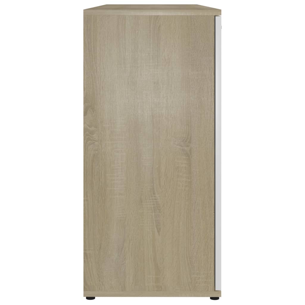 vidaXL Dressoir 120x35,5x75 cm bewerkt hout wit en sonoma eikenkleurig