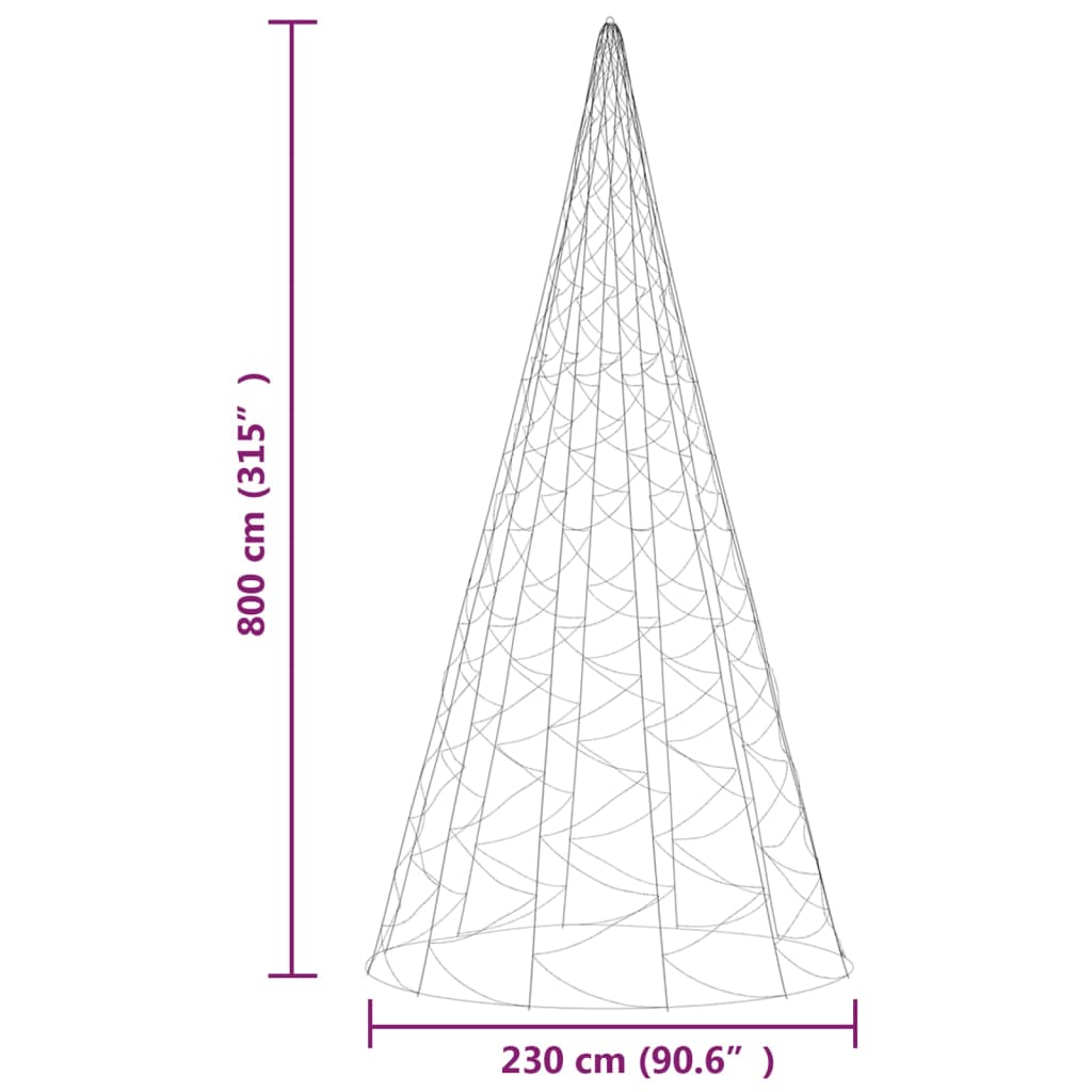 vidaXL Kerstboom voor vlaggenmast 3000 LED's blauw 800 cm