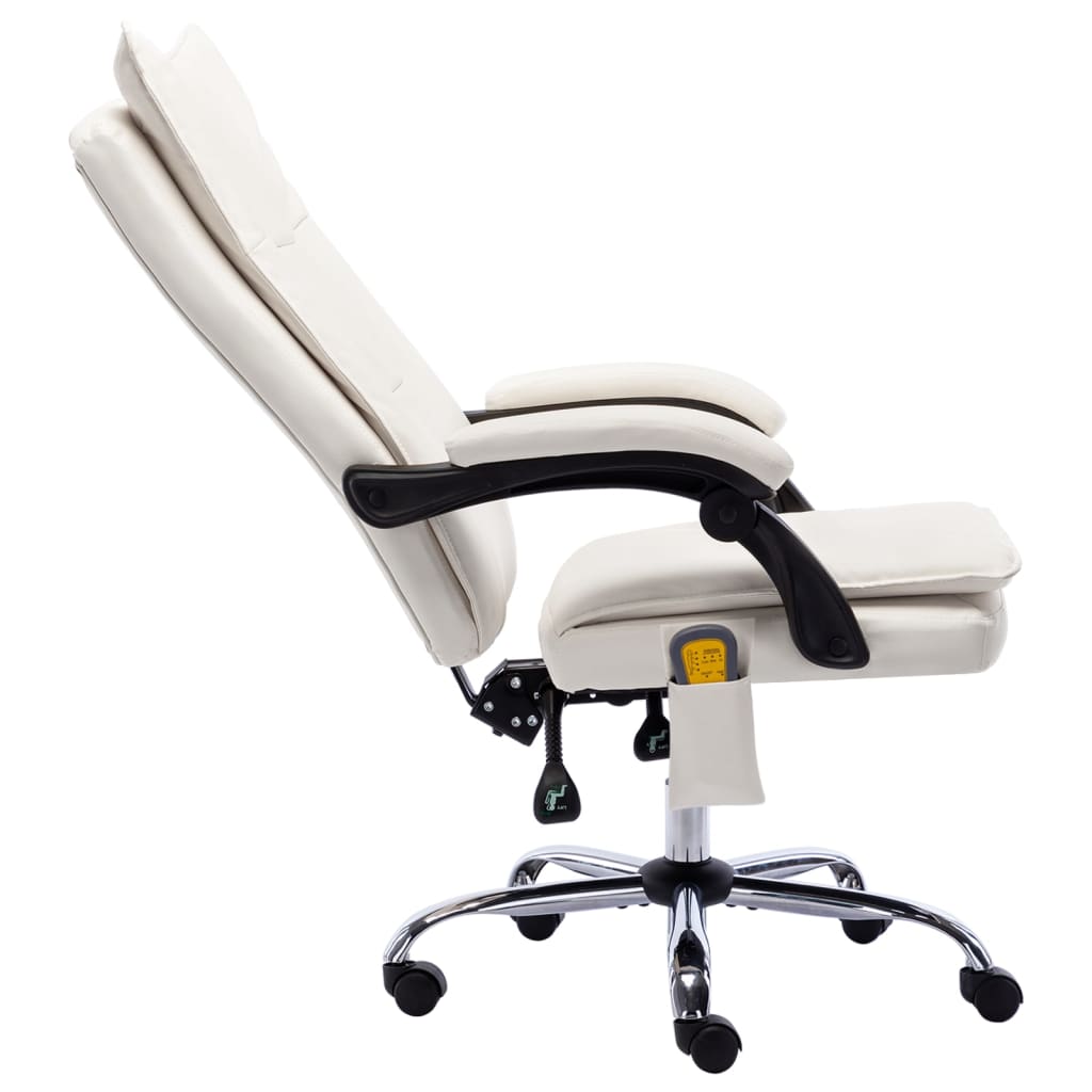 vidaXL Massage kantoorstoel kunstleer crèmekleurig