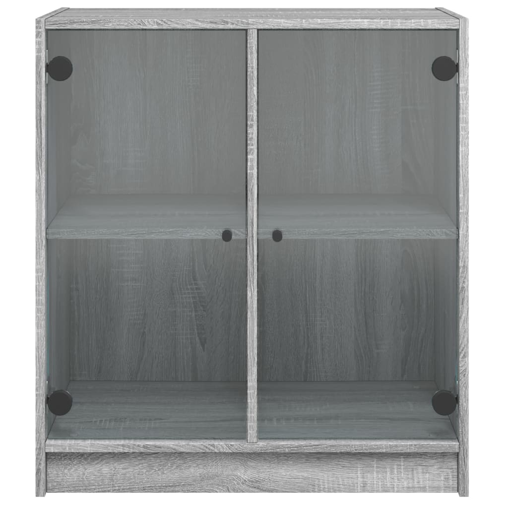 vidaXL Bijzetkast met glazen deuren 68x37x75,5 cm grijs sonoma eiken