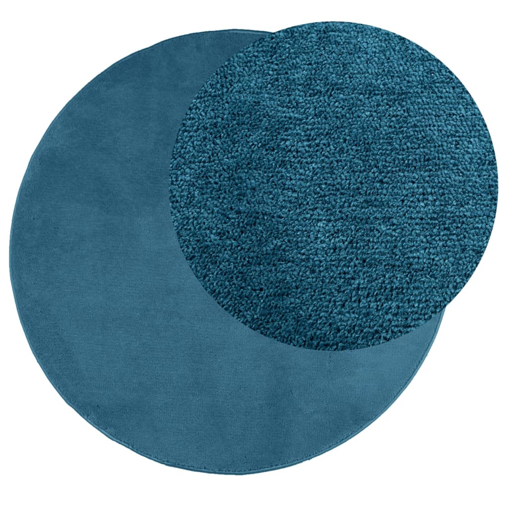 vidaXL Vloerkleed OVIEDO laagpolig Ø 100 cm turquoise
