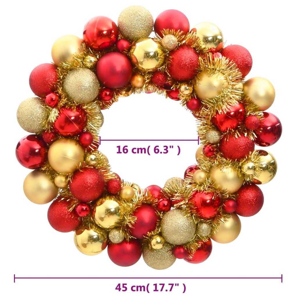 vidaXL Kerstkrans 45 cm polystyreen rood en goudkleurig