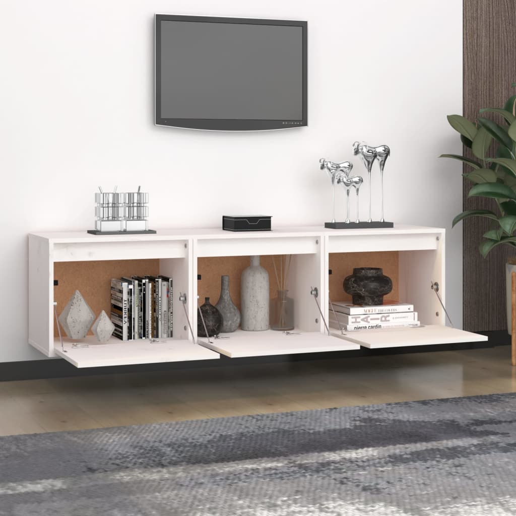vidaXL Tv-meubelen 3 st massief grenenhout wit