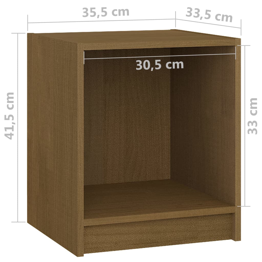 vidaXL Nachtkastje 35,5x33,5x41,5 cm massief grenenhout honingbruin