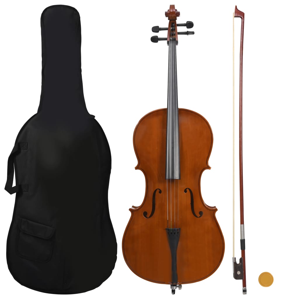 vidaXL Celloset met tas en haren strijkstok 4/4 donkerhoutkleurig