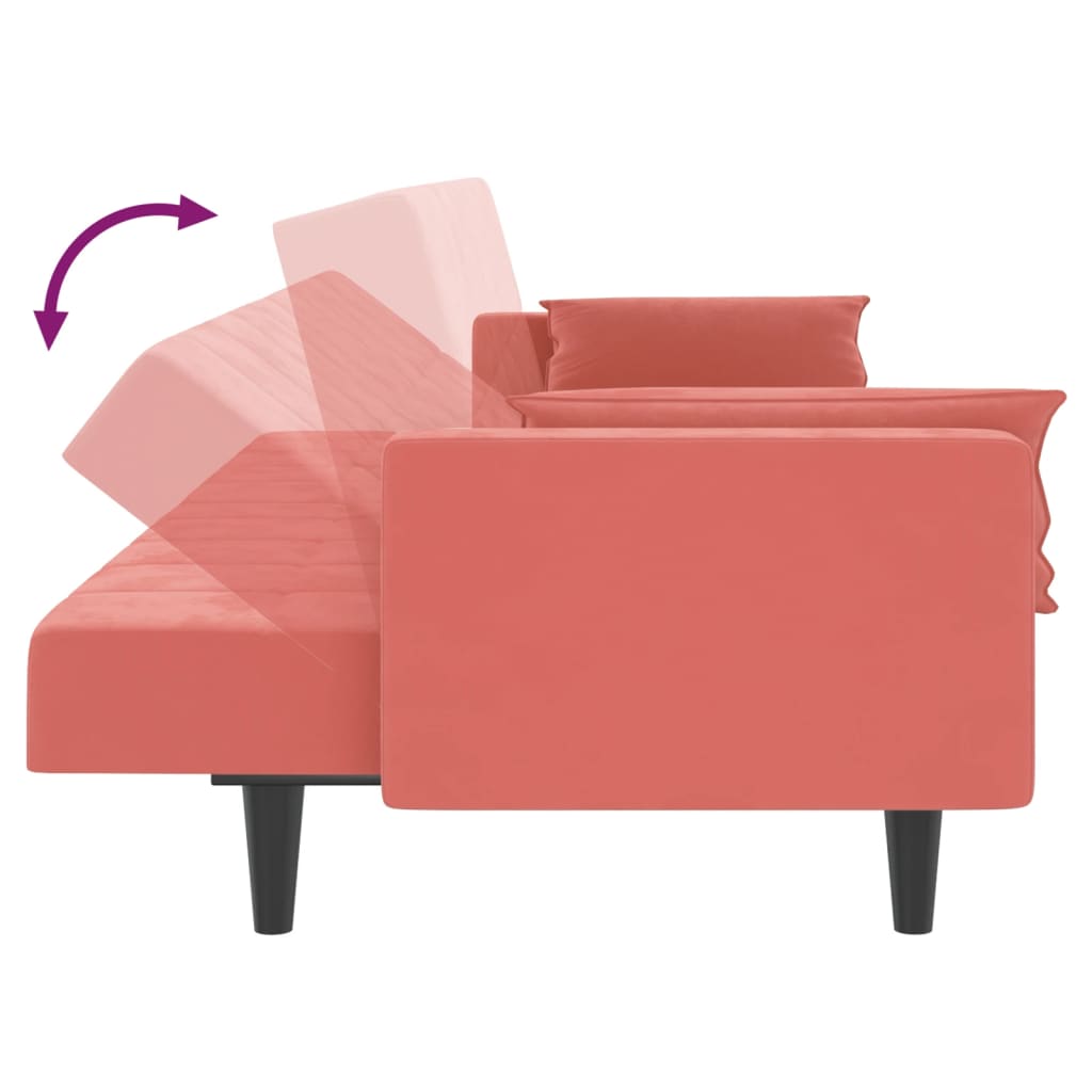 vidaXL Slaapbank 2-zits met 2 kussens fluweel roze