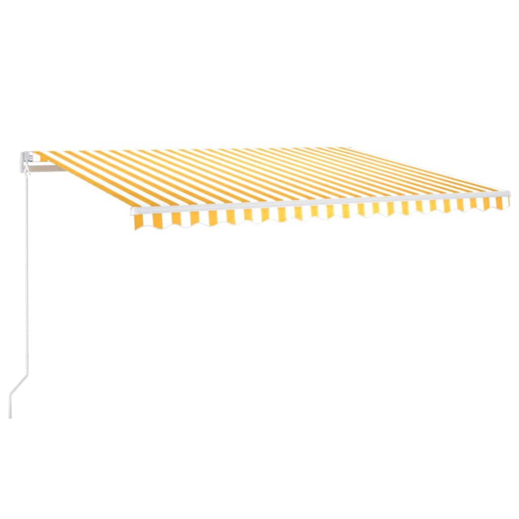 vidaXL Luifel handmatig uittrekbaar met LED 400x350 cm geel en wit
