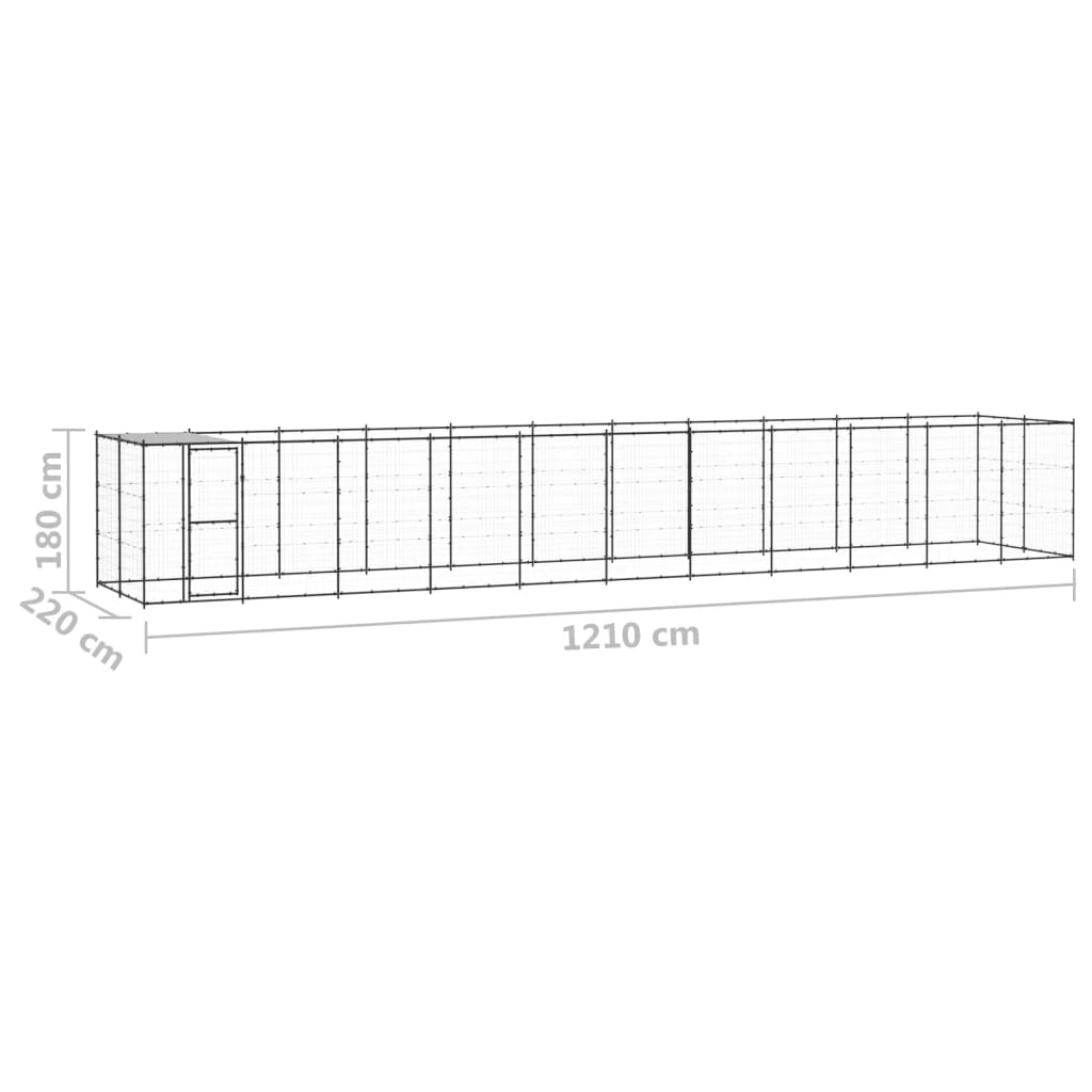 vidaXL Hondenkennel met dak 26,62 m² staal