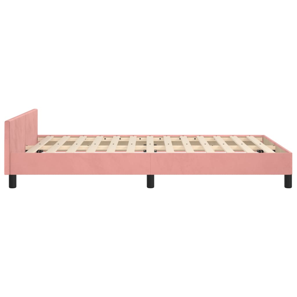 vidaXL Bedframe met hoofdeinde fluweel roze 120x200 cm