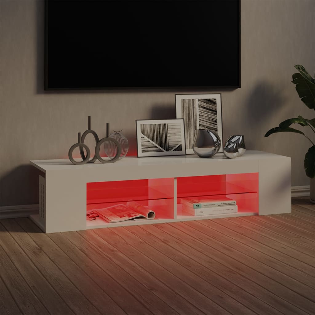 vidaXL Tv-meubel met LED-verlichting 135x39x30 cm hoogglans wit