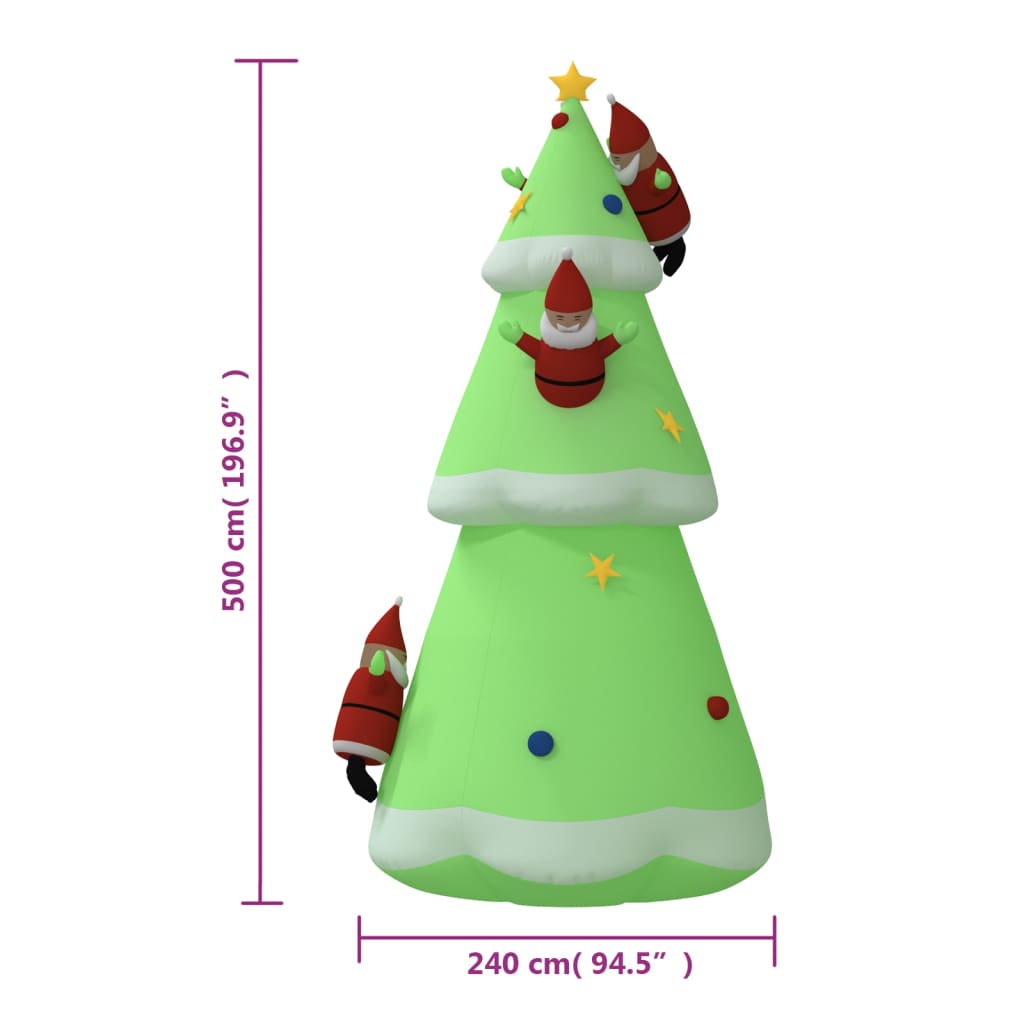 vidaXL Kerstboom opblaasbaar met LED's 500 cm