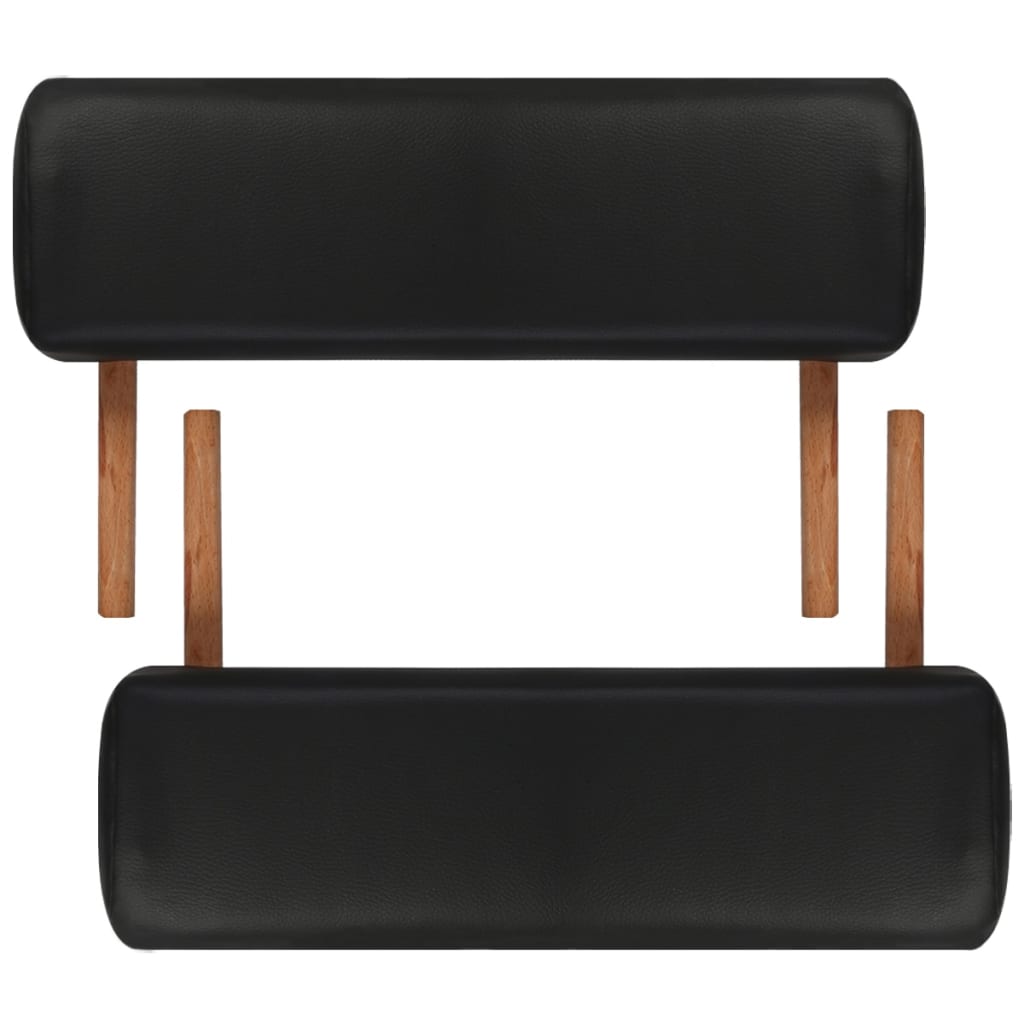 vidaXL Inklapbare massagetafel 3 zones met houten frame (zwart)