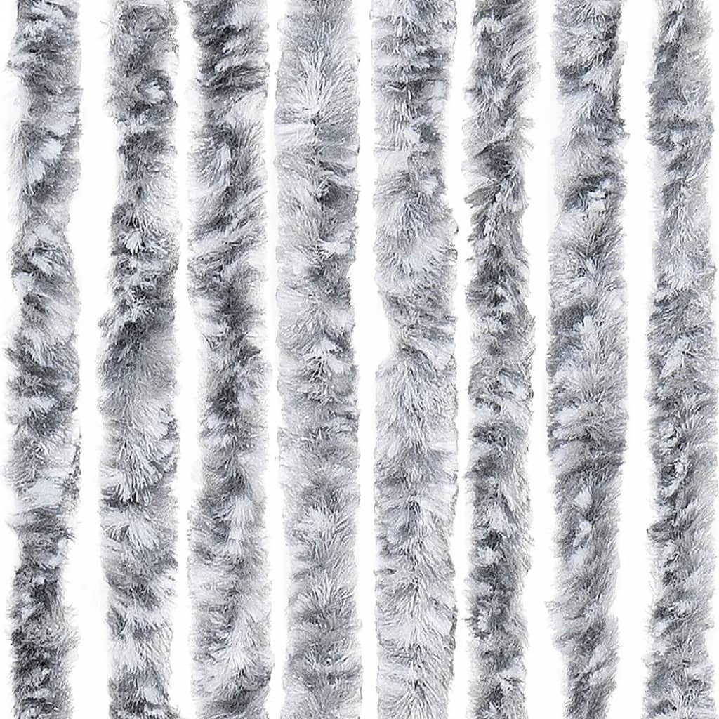 vidaXL Vliegengordijn 100x220 cm chenille wit en grijs