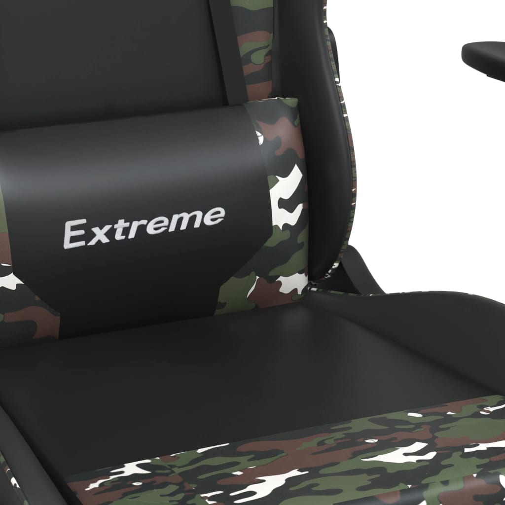 vidaXL Massage gamestoel met voetensteun kunstleer zwart en camouflage